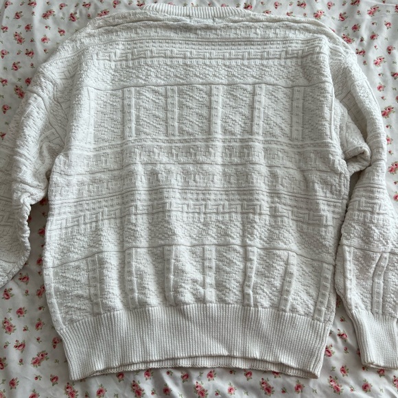 vintage white patterned grandpa sweater - Picture 3 of 4